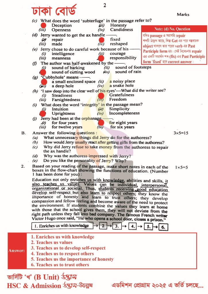 HSC 2025 English 1st Paper Solution Dhaka Board