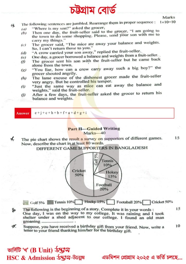 HSC 2025 English 1st Paper Solution Chittagong Board