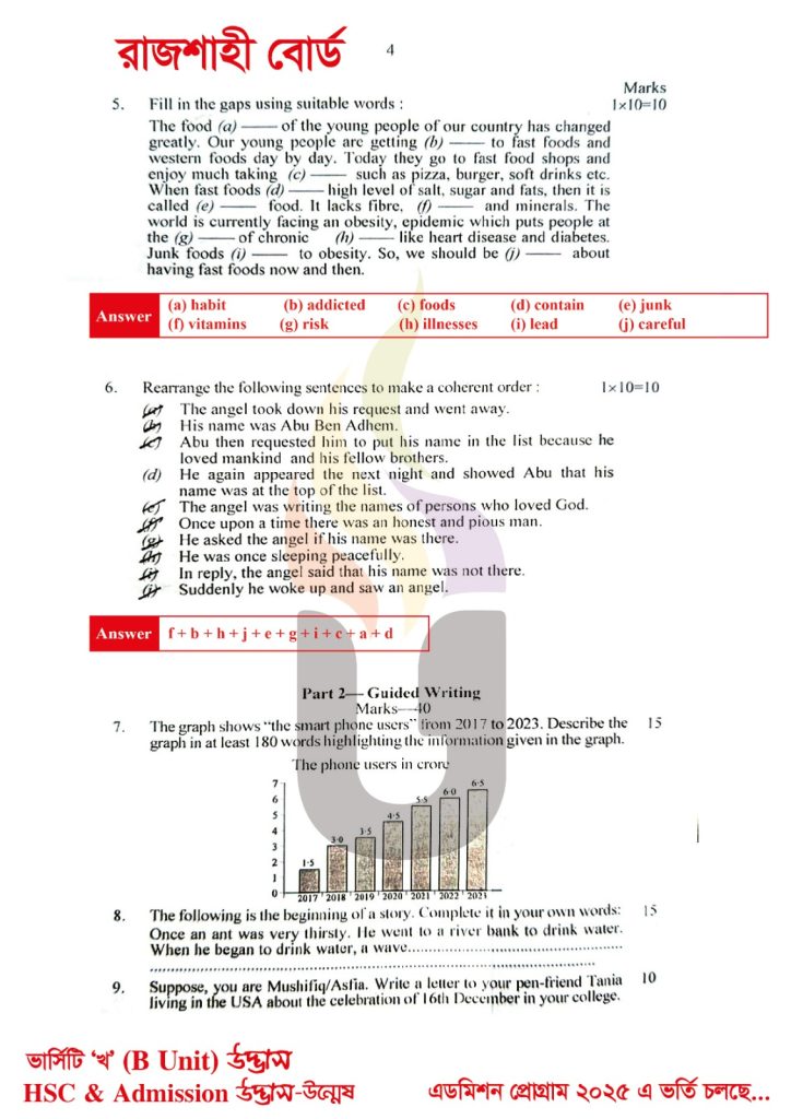 HSC 2025 English 1st Paper Solution Rajshahi Board