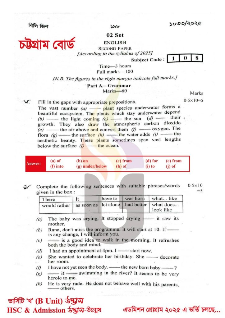 HSC English 2nd Paper Solution 2025