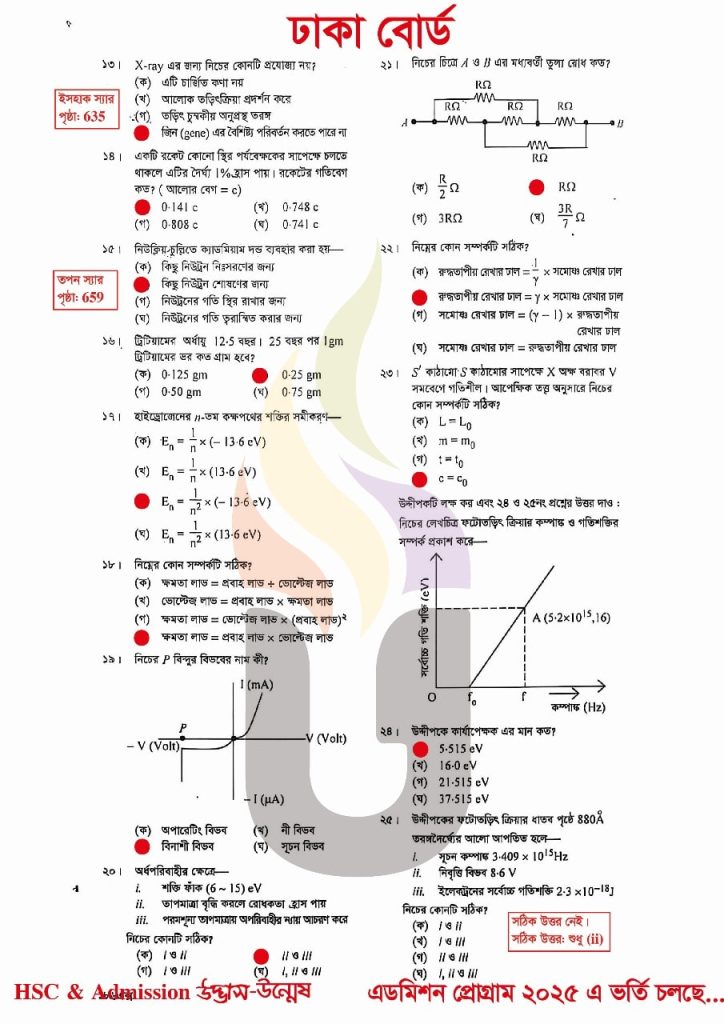 Dhaka Board HSC 2025 Physics-2nd paper Solution
