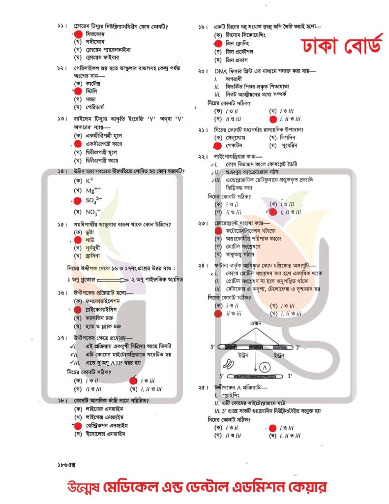 Dhaka Board HSC Biology 1st Paper Solution 2025