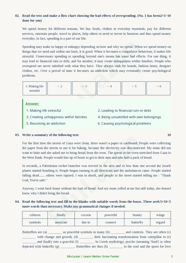 HSC 2026 English 1st paper question Answer