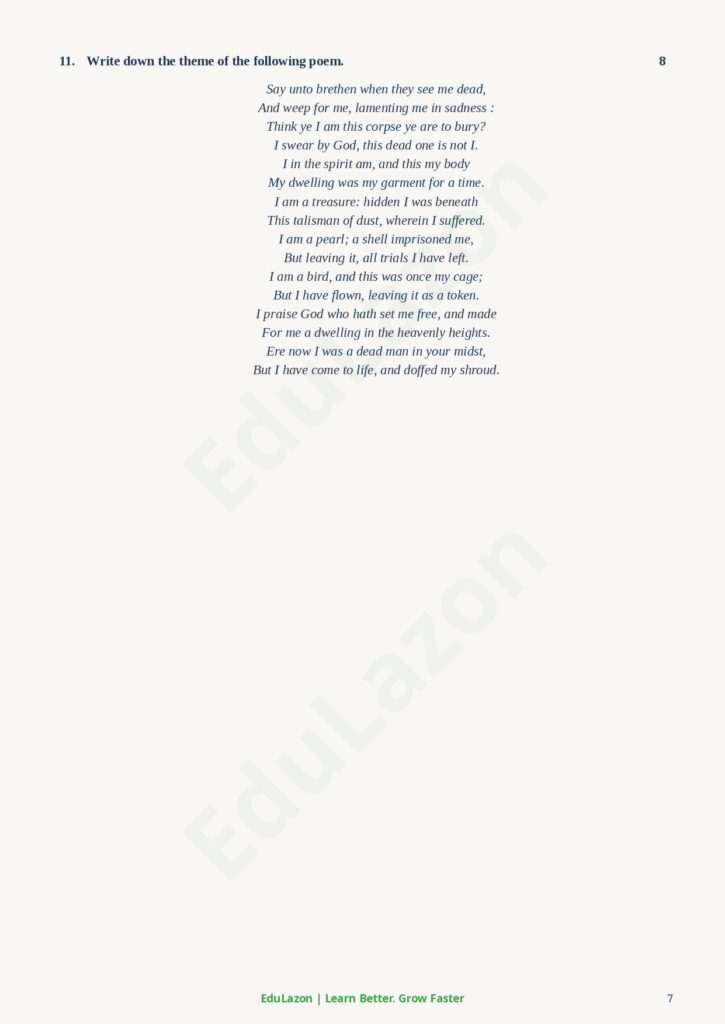 HSC 2026 English 1st paper question Answer